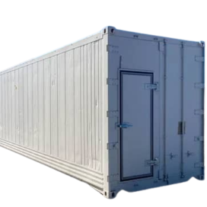 40FT Refrigerated Container at shipping dock, featuring advanced refrigeration system for temperature-controlled transport of perishable goods.