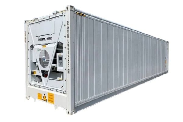 40FT Refrigerated Container at logistics facility, featuring advanced refrigeration unit for safe transport of perishable goods