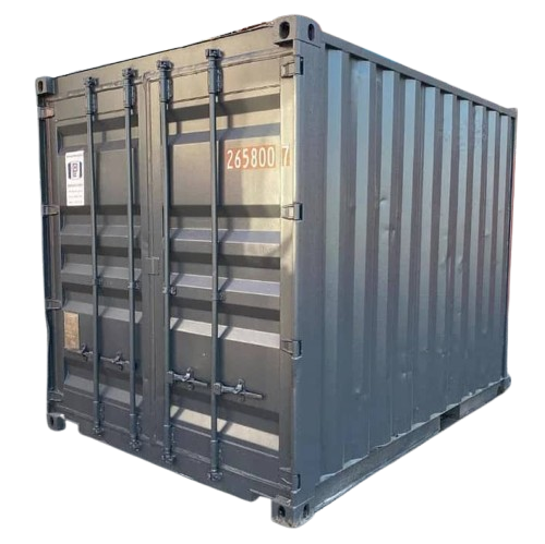10FT Cut Down used shipping container in outdoor setting, featuring compact design and secure double doors.