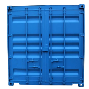 Refurbished 8FT Storage & Shipping Container in outdoor setting, featuring durable construction and double doors for easy access.