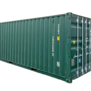 20FT Shipping Container at shipping dock, featuring durable construction and secure locking system for safe transportation of goods